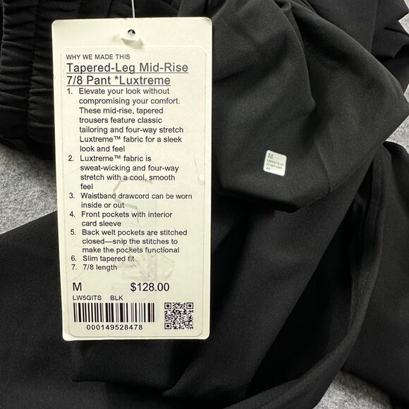 NWT lululemon Tapered-Leg Mid-Rise Pant 7/8 Length Luxtreme Black Size Medium - Picture 11 of 11
